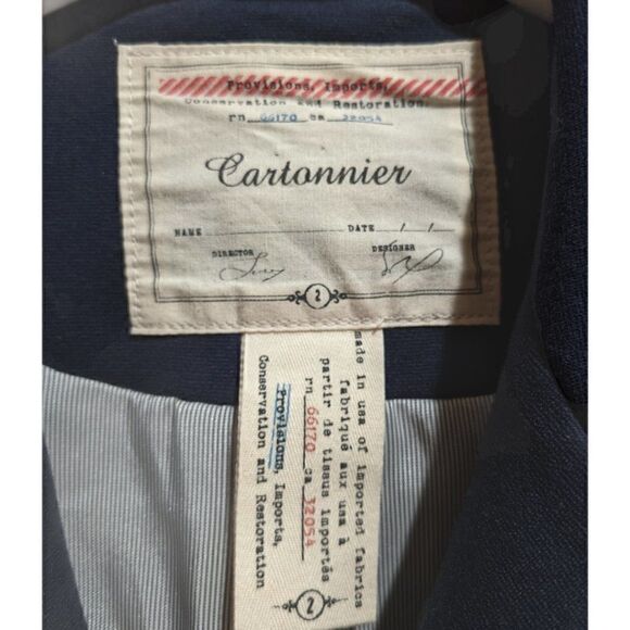 Cartonnier | Anthropologie Provision Imports Women's 3 Button Navy Blazer Size 2 - Picture 6 of 8